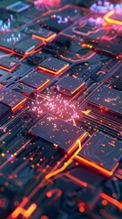 Obraz premium Working for Chiplets Technology image in the future, And hight tecnology. It is a 3D image from a real image.