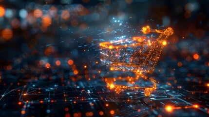 Fototapeta premium Digital shopping cart concept in cyber space