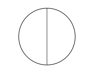 half of a circle fraction blank drawing. you can print it on standard 8.5x11 inch paper