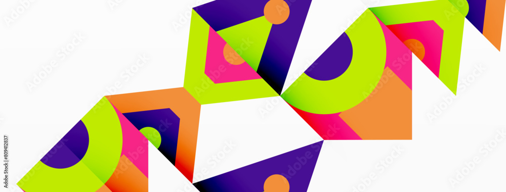 Poster a vibrant display of colorfulness and creativity, featuring a variety of colorful triangles in a sym