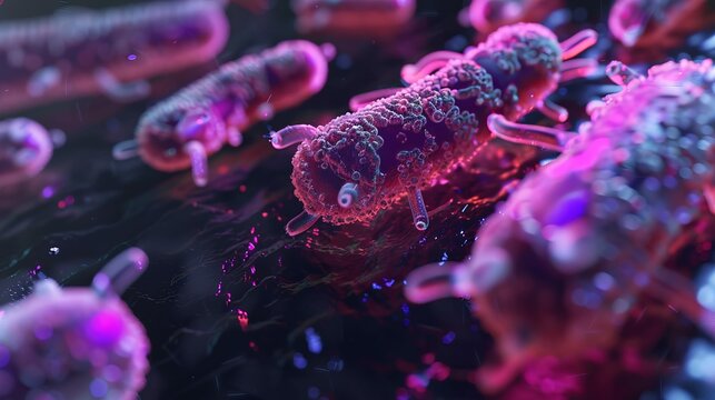 Glowing conceptual art of bacteria cocus shape