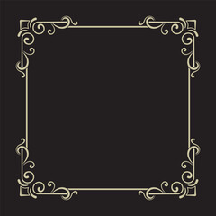 floral ornamental frame. vintage border, line art engraving