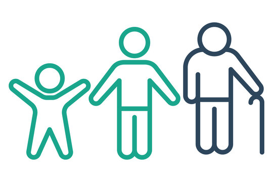 generation icon. children to old age. icon related to elderly. line icon style. old age element illustration