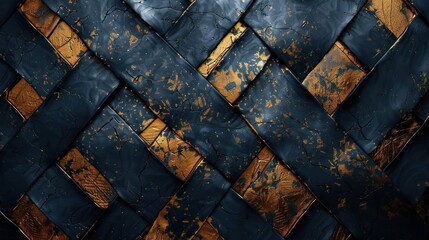 Abstract Background with Golden Glitter on a Blue Background.