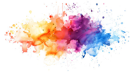 Fototapeta premium Multicolored splash watercolor blot on white and transparent background