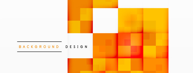 A vibrant pattern of orange rectangles creates a colorful background on a white surface. The amber squares are lined up symmetrically, adding a touch of colorfulness to the flooring