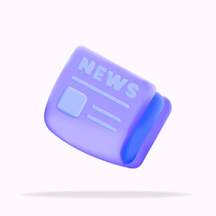 news paper on isolated white background, 3d vector illustration