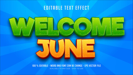 welcome june editable text effect