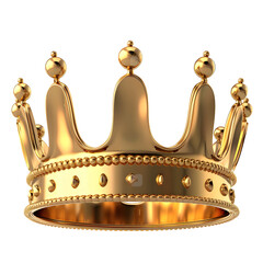 Royal gold crown isolated. Golden crown on white and transparent background