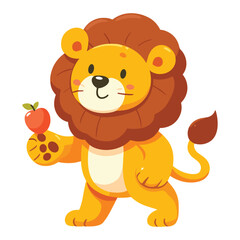 Fototapeta premium Cartoon lion flat style isolated on solid white background