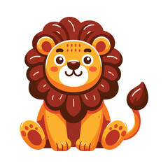 Cartoon lion flat style isolated on solid white background