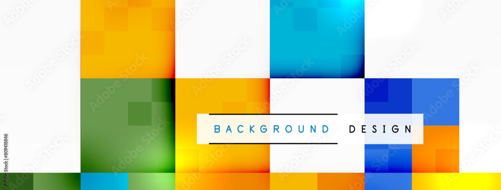 Poster a vibrant and colorful background featuring squares in shades of yellow and electric blue, creating 