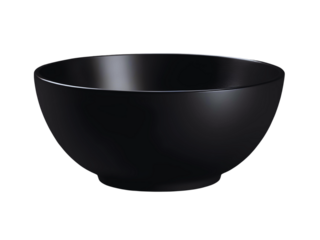 Empty Matte black ceramic  bowl isolated on transparent background