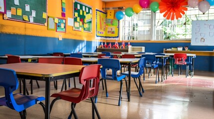 Within the walls of the classroom, desks and chairs offer a sense of stability and order, encouraging students to focus and engage in their studies.