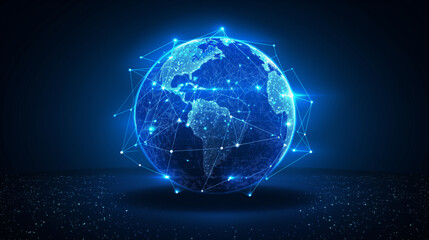 Obraz premium Global network connection social concept. Big data visualization. Internet network communication. Internet and Technology background.