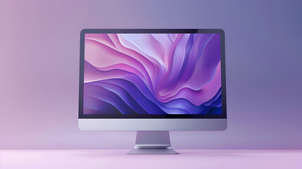 Realistic Computer 3D Monitor in iMac Style, Modern Desktop Display with Blank Screen, Technology and Design Concept, Generative AI

