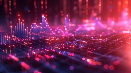 Obraz premium 3D area chart representing stock market volume over time, perfect for analyzing trading volume trends or market liquidity