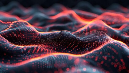 3D abstract waveforms representing sound or data, suitable for audio technology and digital analytics