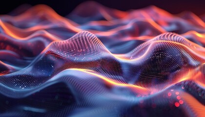Obraz premium 3D abstract waveforms representing sound or data, suitable for audio technology and digital analytics