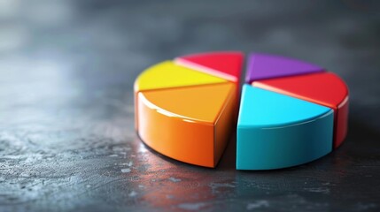 3D pie chart of stock market distribution, perfect for asset allocation strategies or diversified investment portfolios