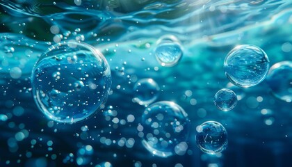 3D surreal bubbles in an underwater scene, ideal for dreamlike and fantasy backgrounds