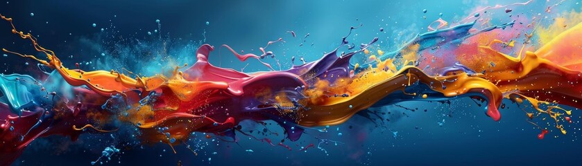 3D vibrant paint splatter in midair, suitable for dynamic and expressive artistic expressions