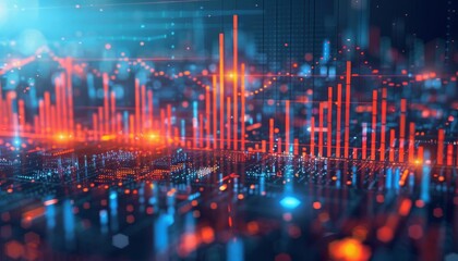 3D trend analysis graph for multiple stock markets, ideal for comparative market studies or investment diversification advice