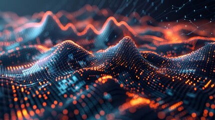 A detailed 3D rendering of a stock exchange graph, featuring sharp peaks and troughs, emphasizing market volatility