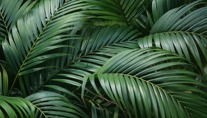 Foliage exotic tropical palm leaves texture backdrop, abstract of dark botany