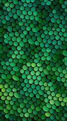 A vibrant green backdrop filled with numerous circles varying in size and color, creating a visually dynamic composition