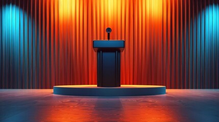 A podium with a microphone, embodying leadership communication, influence, and public speaking