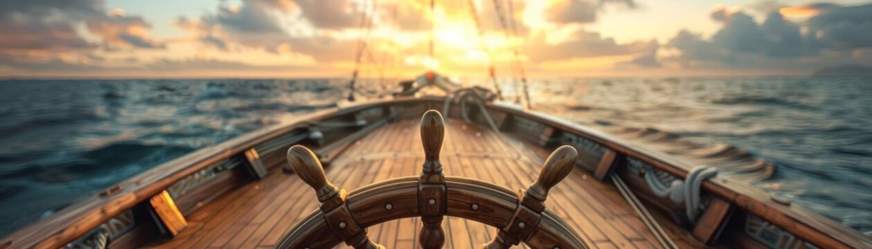 A rudder steering a ship, representing guidance, control, and steering towards goals
