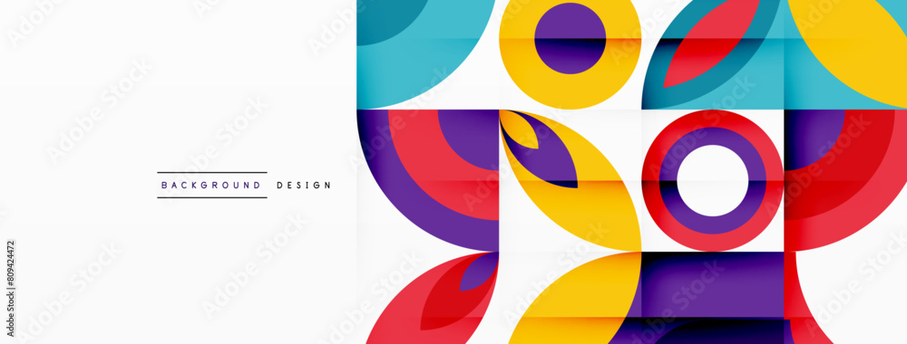 Leinwandbilder a visually striking painting featuring a colorful geometric pattern with circles and squares in elec
