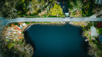 Road going over lake