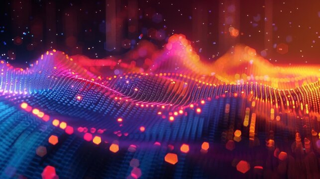 Detailed 3D scatter plot of stock prices over time, highlighted with color gradients to show price changes and trends