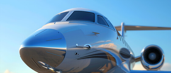 Close up of luxury private jet