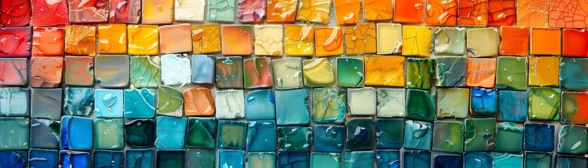 Mosaic of small tiles in multicolor, suitable for detailed and intricate designs