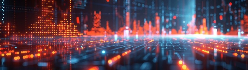 Fototapeta premium Modern 3D graph showing stock market performance with interactive elements and realtime data updates, ideal for techsavvy investors