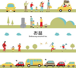 Obraz premium お盆 シームレスイラスト素材集