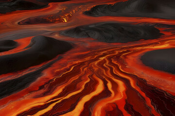 The abstract landscape is reminiscent of molten lava.