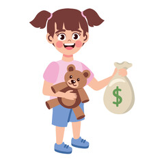 girl with donation money and toy