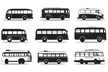Set of hand drawn bus Vector