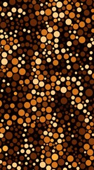 Orange and brown circles on a textured background create a visually dynamic pattern