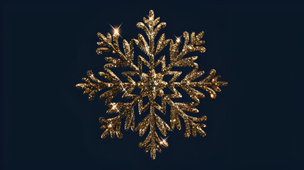 Glitter Golden Snowflake Background, Shiny Snowflake Icon, Design for Winter Holidays Concept, Festive Season Decor, Generative AI

