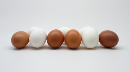 Chicken eggs on a white background.