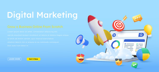 Digital Marketing seo strategy concept banner design
