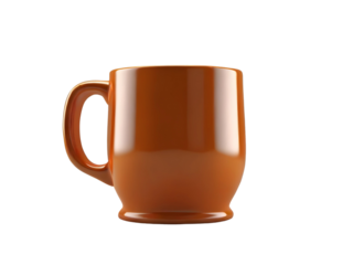 Empty  shining  ceramic orange mug with a smooth finish for modern kitchen