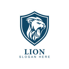 Head Lion shield logo vector