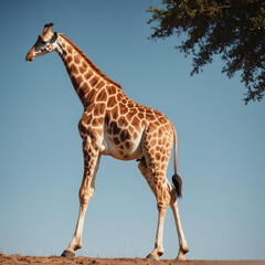 Wild giraffe with long neck