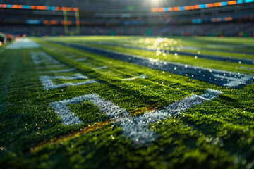 Fototapeta premium football stadium in the morning, Realistic American football field 